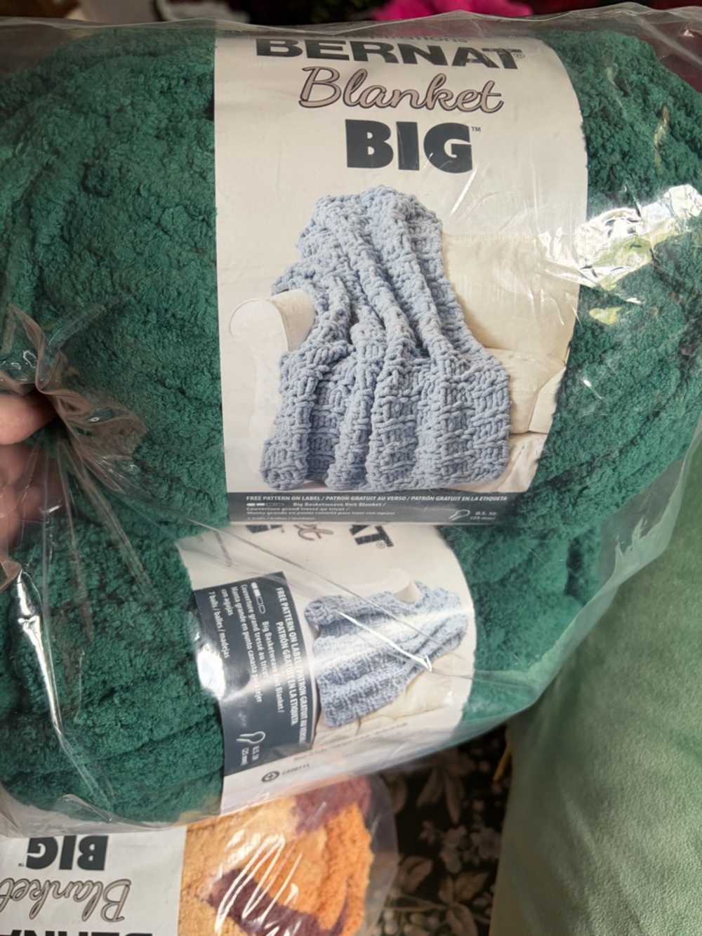 Bernat Blanket Yarn - Deep Teal Plush Skeins. Color Malachite